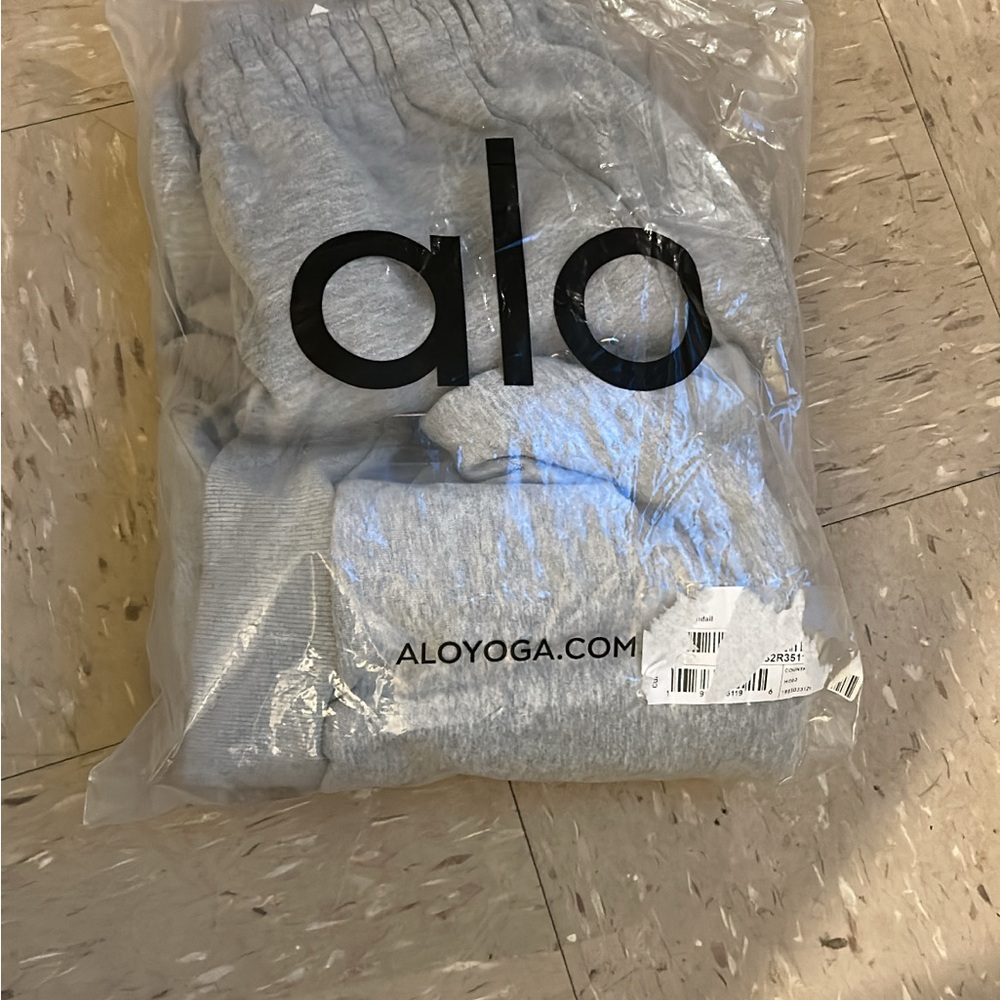 ALO Yoga Heather Gray Joggers and Hoodie